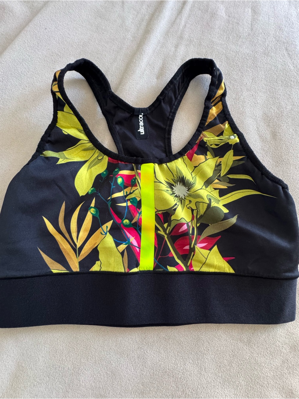 ultracor Black Bikini Bottoms with Yellow and Red Floral Lining